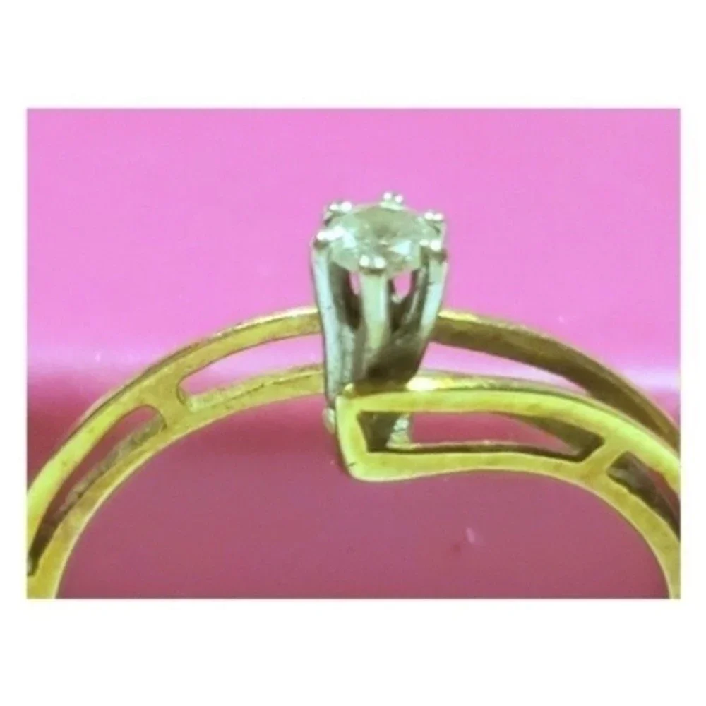 14.18K Yellow Gold Genuine Diamond Solitaire Engagement Wedding Ring Vintage - Picture 5 of 13